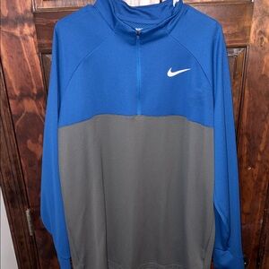 Nike Men’s Royal Blue and Gray Half-Zip Performance Jacket